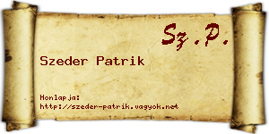 Szeder Patrik névjegykártya